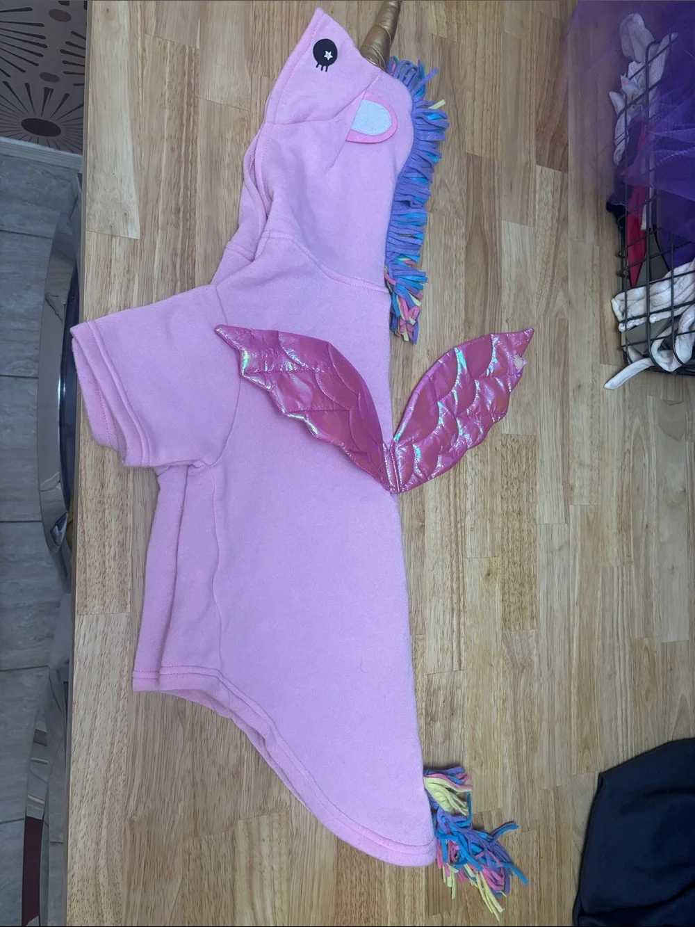 Pink Unicorn Dog Hoodie with Shiny Wings